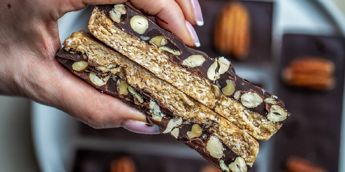 Barras de chocolate saludables con pulpa de leche vegetal