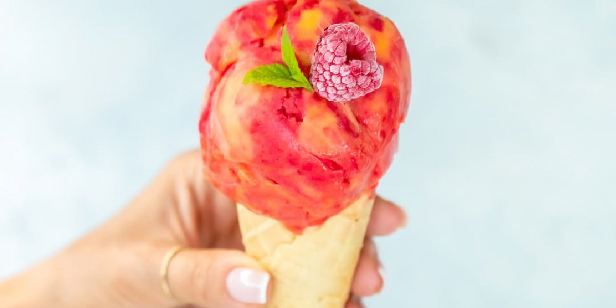 Helado Natural de Frutos Rojos y Durazno